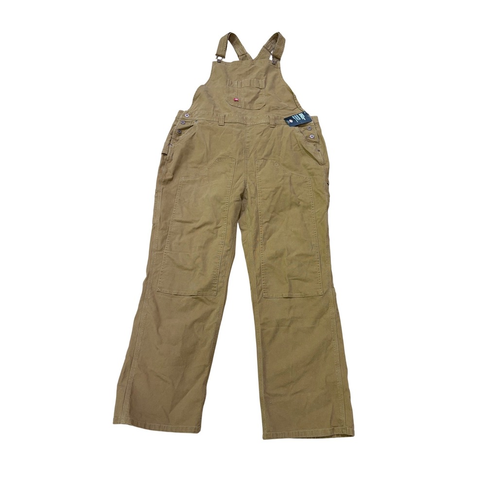 Dickies Womens‎ Stretch Double Front Bib Overalls Brown 2XL New Knee Pad Opening